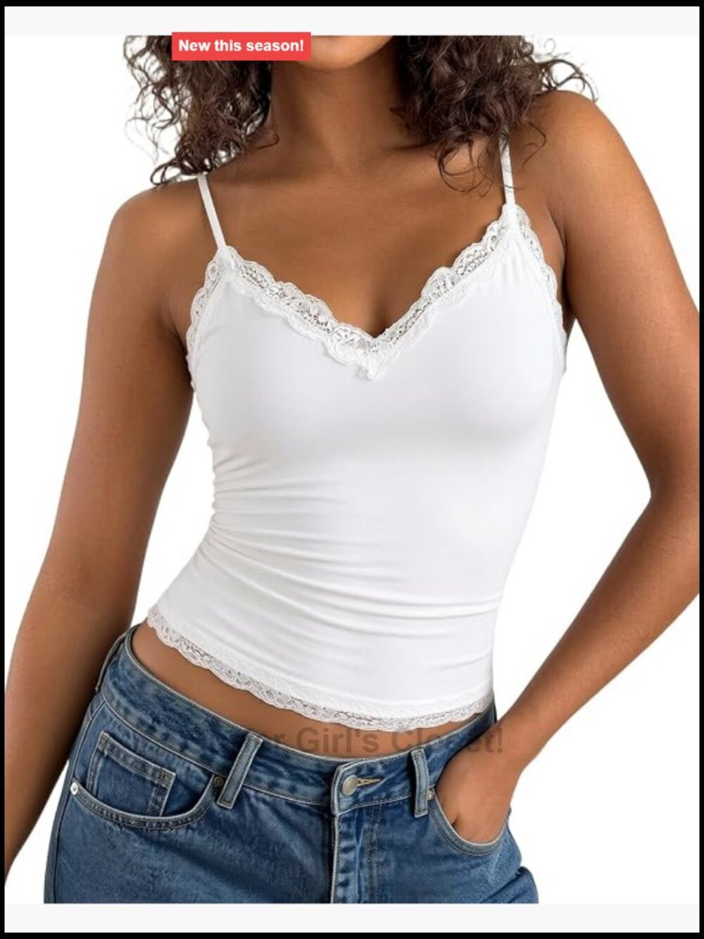 Women's Padded Lace V-Neck Tank Top Built-in Bra Sleeveless Summer